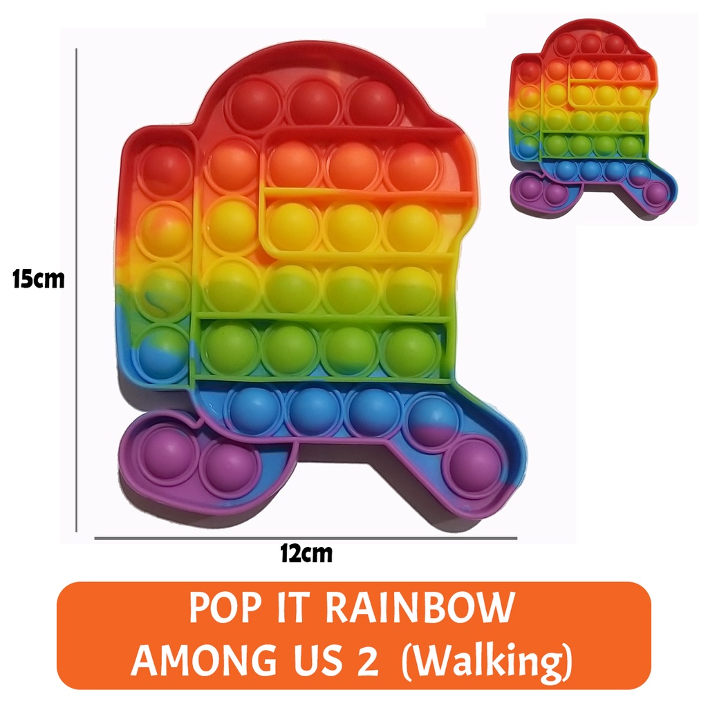 POP IT Rainbow Among Us Unicorn mainan Anak Fidget Pop Its Bubble Toys Kid Popit Pelepas Stress-Among Us 2 (Walking)