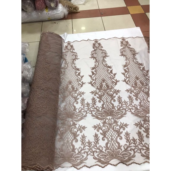 kain tile elisab /bahan tile elisab bordir /kain tile kebaya brokat meteran