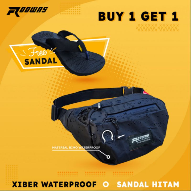 Tas Waistbag Distro Waterproof Oval Doble Strip Roowns Original Free Sendal Jepit Xiber