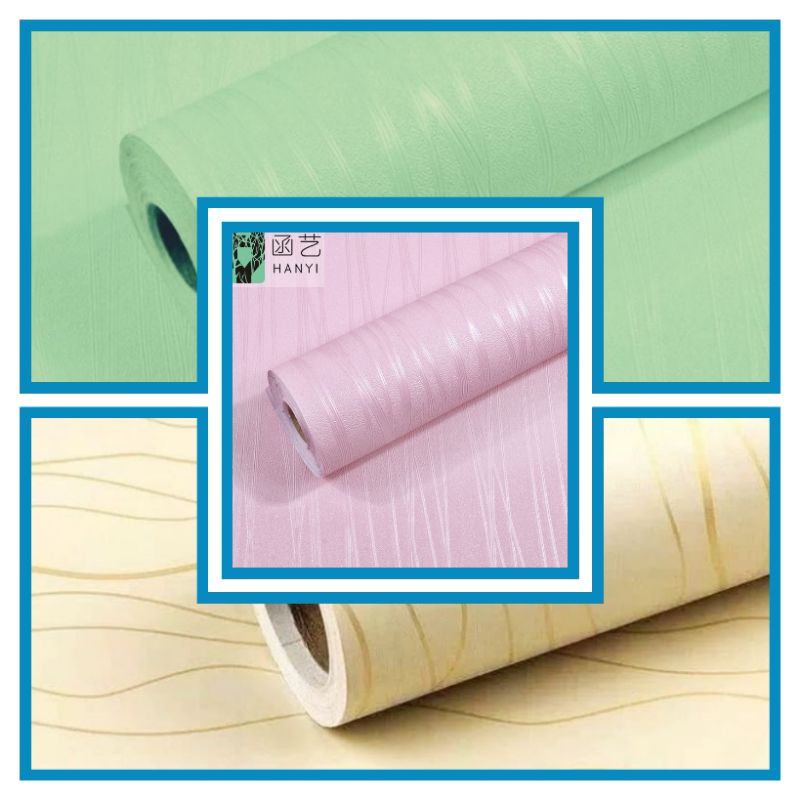 Wallpaper Stiker Dinding Warna Gold Polos Hijau Polos Pink Polos Motif Salur Mewah Elegan Premium Ke