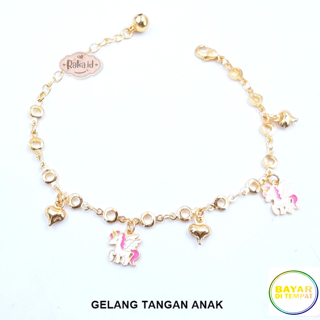 Gelang Tangan Anak Unicorn Pony Sayap Perhiasan Anak Lapis Emas 18k 696