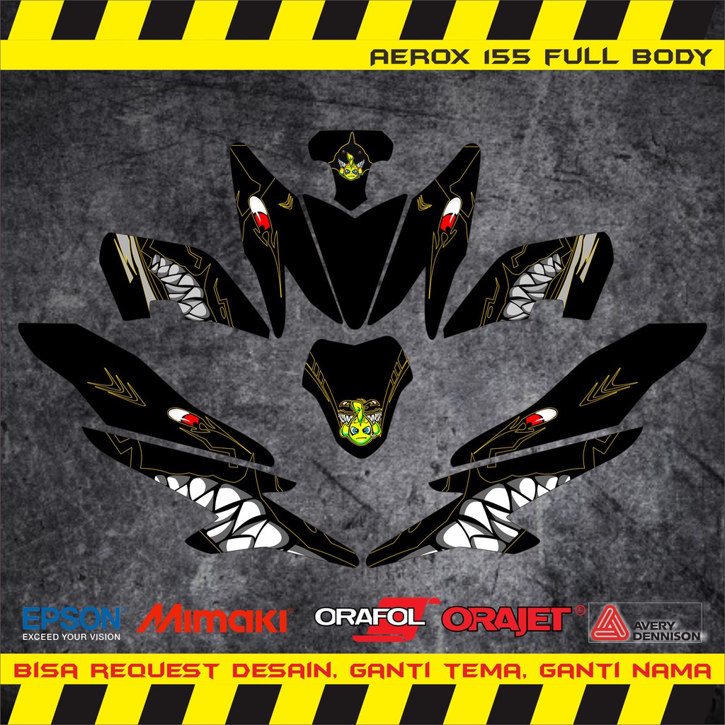 STICKER DECAL AEROX 155 FULL BODY MOTIF HIU HITAM