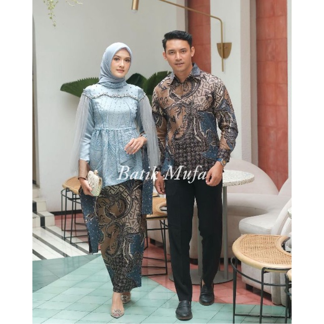 Set kebaya couple VANILA Blue ice Kebaya terbaru kebaya wisuda kekinian kebaya modern kebaya tunangan lamaran