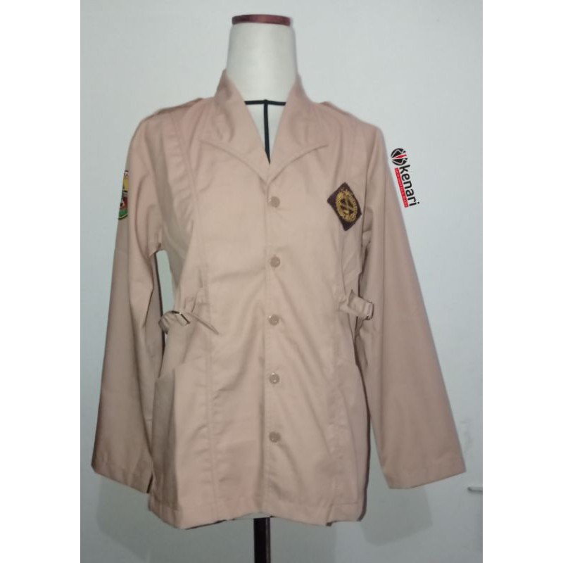 (XS-Jumbo) Kemeja Pramuka Perempuan Lengan Panjang SMP/SMA Bahan Tebal Plus Logo Bordir Baju Pramuka