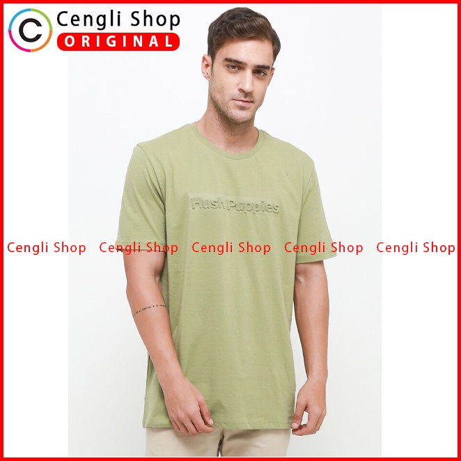 BAJU KAOS PRIA HUSH PUPPIES ORIGINAL CASUAL LENGAN PENDEK HIJAU HM19