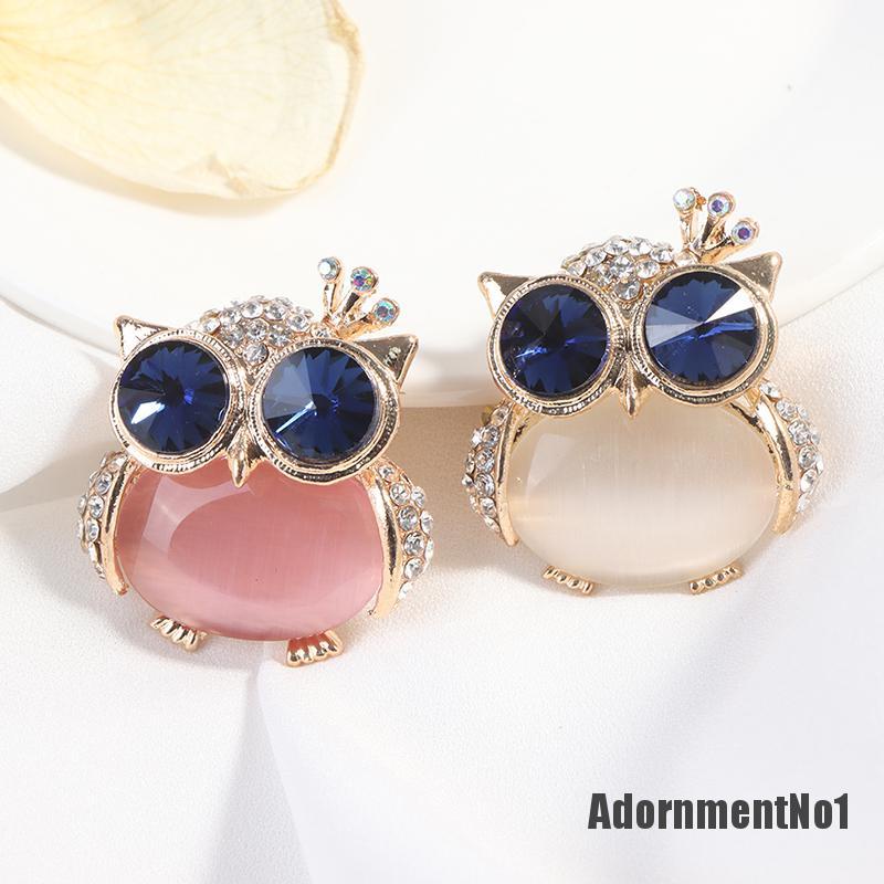 (Adornmentno1) 1pc Bros Pin Bentuk Burung Hantu Mata Biru Untuk Aksesoris Pakaian Wanita