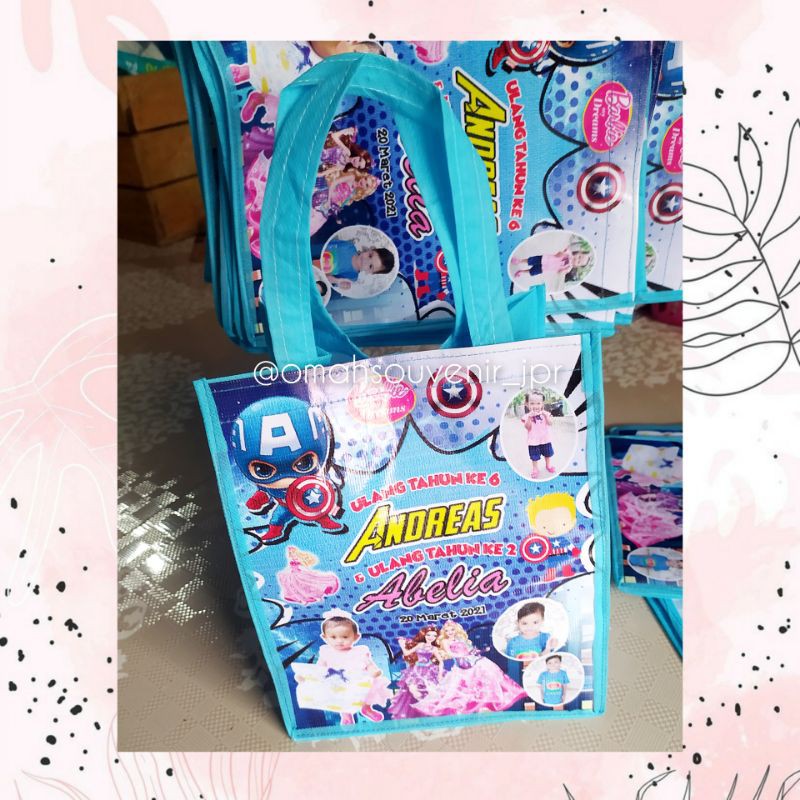 

tas ulang tahun // goodie bag custom foto anak // tas ultah murah
