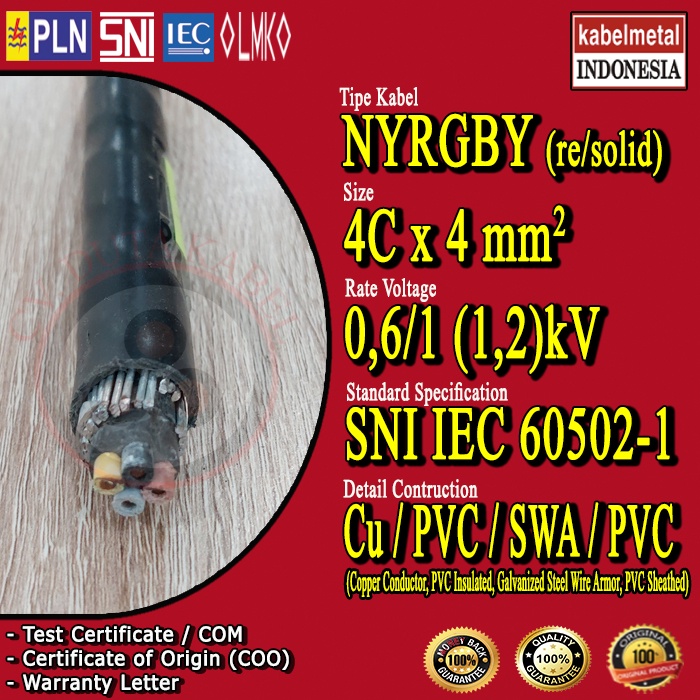 Kabel NYRGBY 4x4 mm2 METAL /NYFGBY 4x4 mm/4x4 mm2/4x4 mm/4 x 4 mm2/4 x 4 mm/4 x 4 mm2/4 x 4 mm2