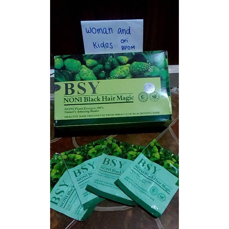 TERBUKTI MANJUR SHAMPO BSY NONI MENGKUDU SHAMPO HERBAL PENGHITAM RAMBUT 