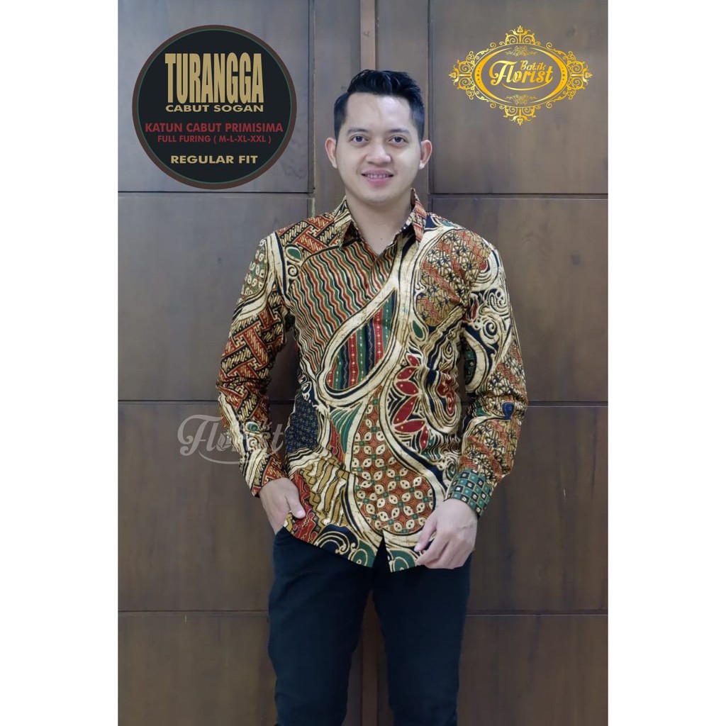 TURANGGA CABUT SOGAN Kemeja Batik Pria Full Furing Katun Cabut Primisima