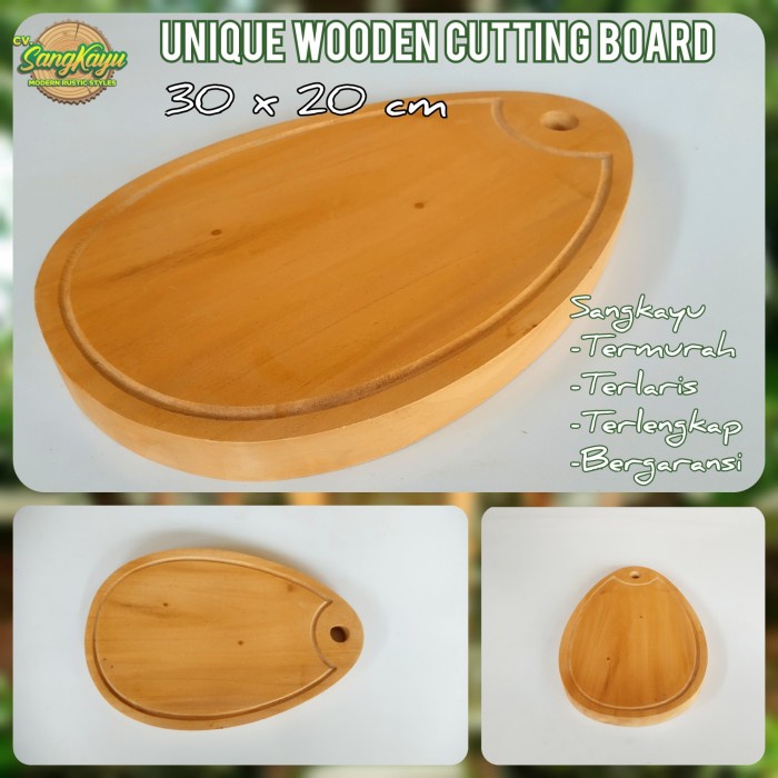 Nampan talenan kayu jati mahoni wooden cuttingboard oval line edge 09 - Kayu mahoni