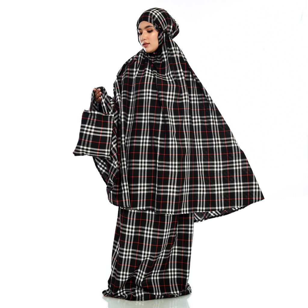 Mukena Hitam Traveling Motif Burberry Youkaa