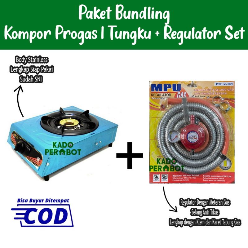 paket bundling kompor gas tungku 1 - kompor gas set tungku satu