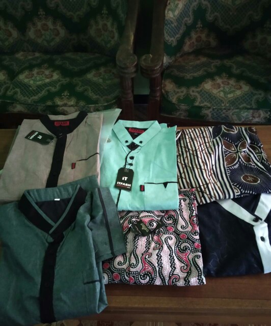 Trolistore Grosir Kemeja Batik Pria Cowok Terlaris Motif Segangsal Harga Murah Biru Merah Hijau