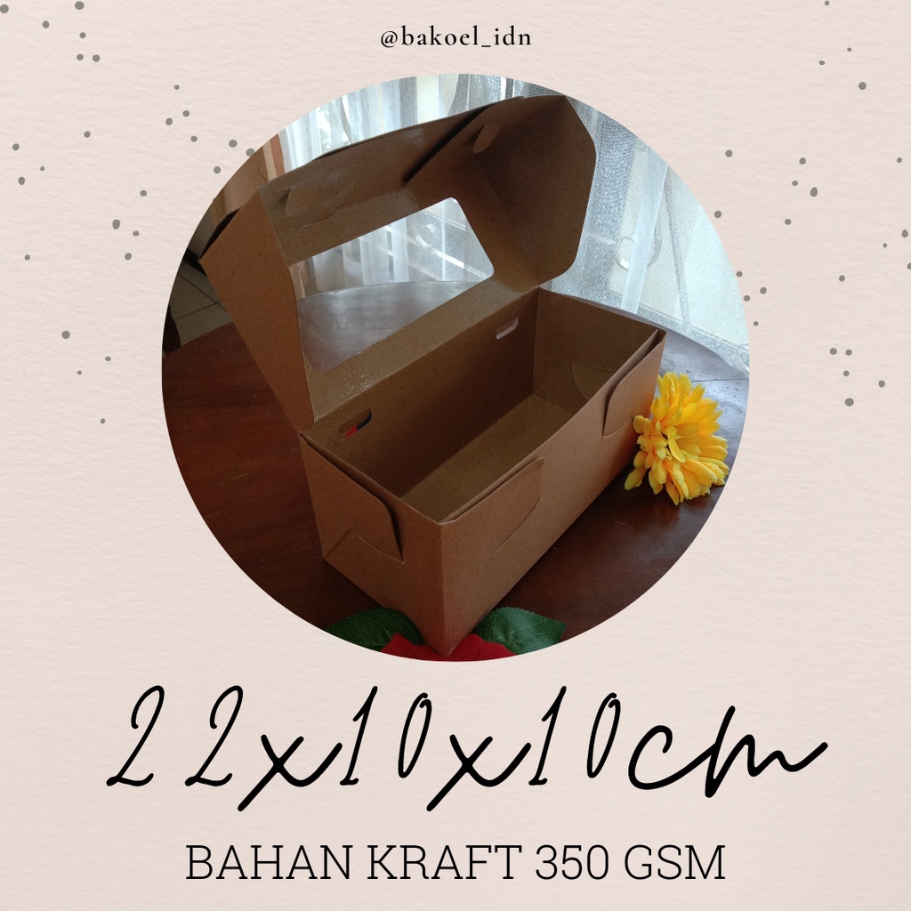 

Box Mika Kotak Kardus Kemasan Kraft Laminasi Bolu Gulung Roti Kue Tinggi 10 cm