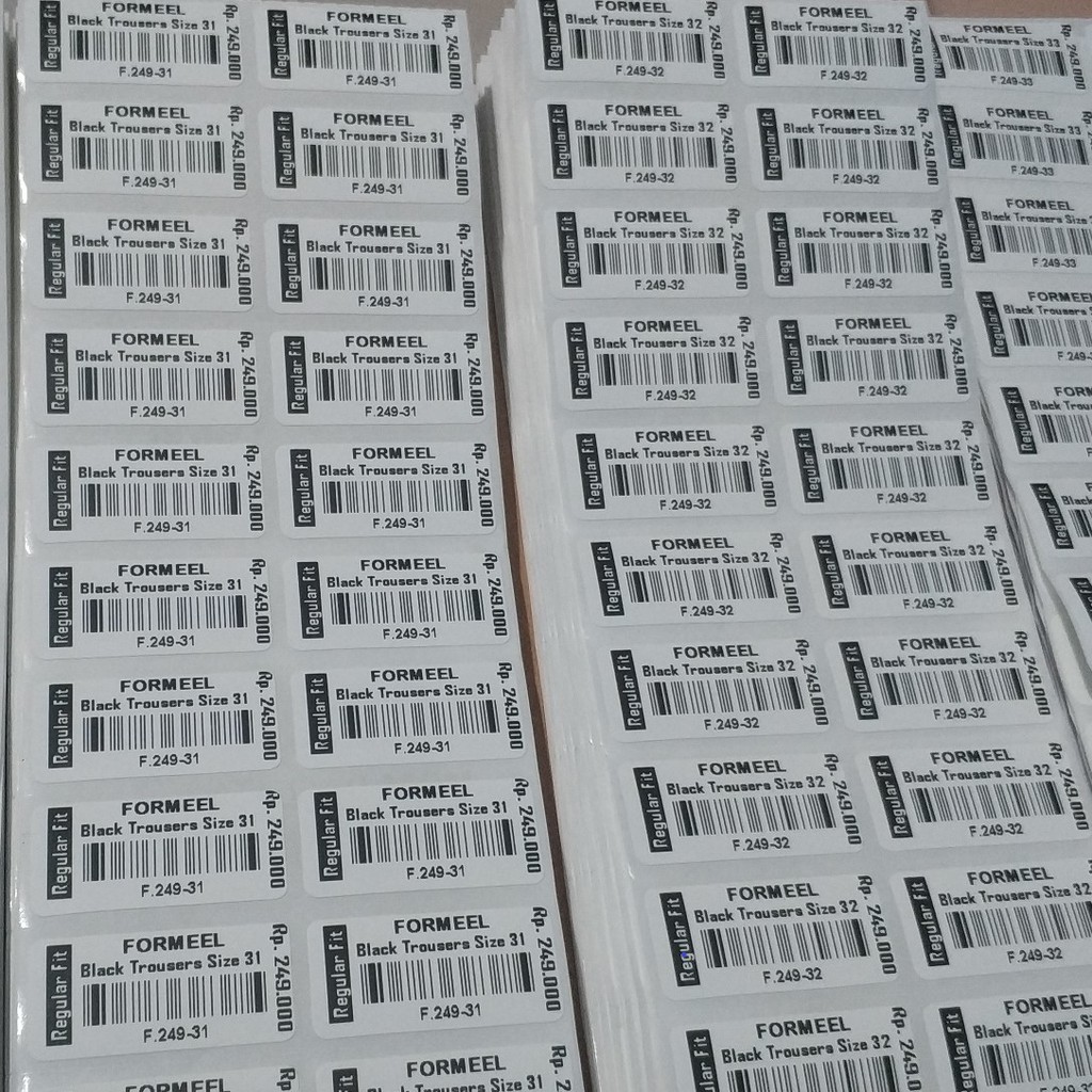 Jasa Cetak Label Barcode 33x15 - Cetak label harga - cetak label product - isi 400 Pcs