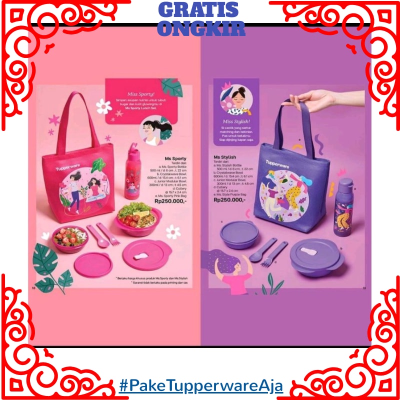 Lunch Box Set Tupperware / Tas Makan Set Tupperware + Botol