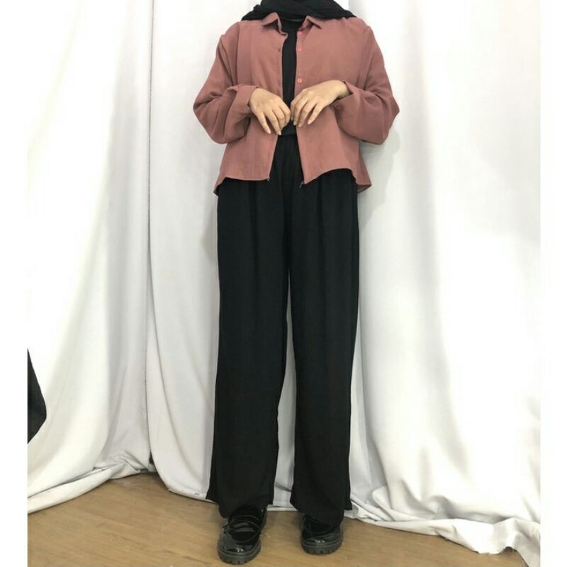 KEMEJA CRINKLE CROP//KEMEJA WANITA//KEMEJA OOTD