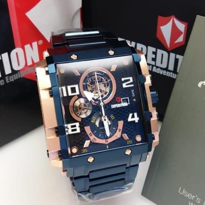 JAM TANGAN PRIA EXPEDITION ORIGINAL E6757 ROSEGOLD BLUE