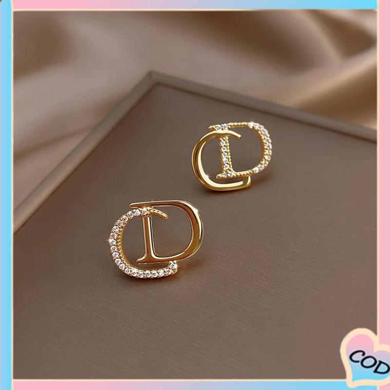 COD❤️ 925 Perak Personalised berlian litto anting -anting niche desain anting -anting waktu sederhana-A.one