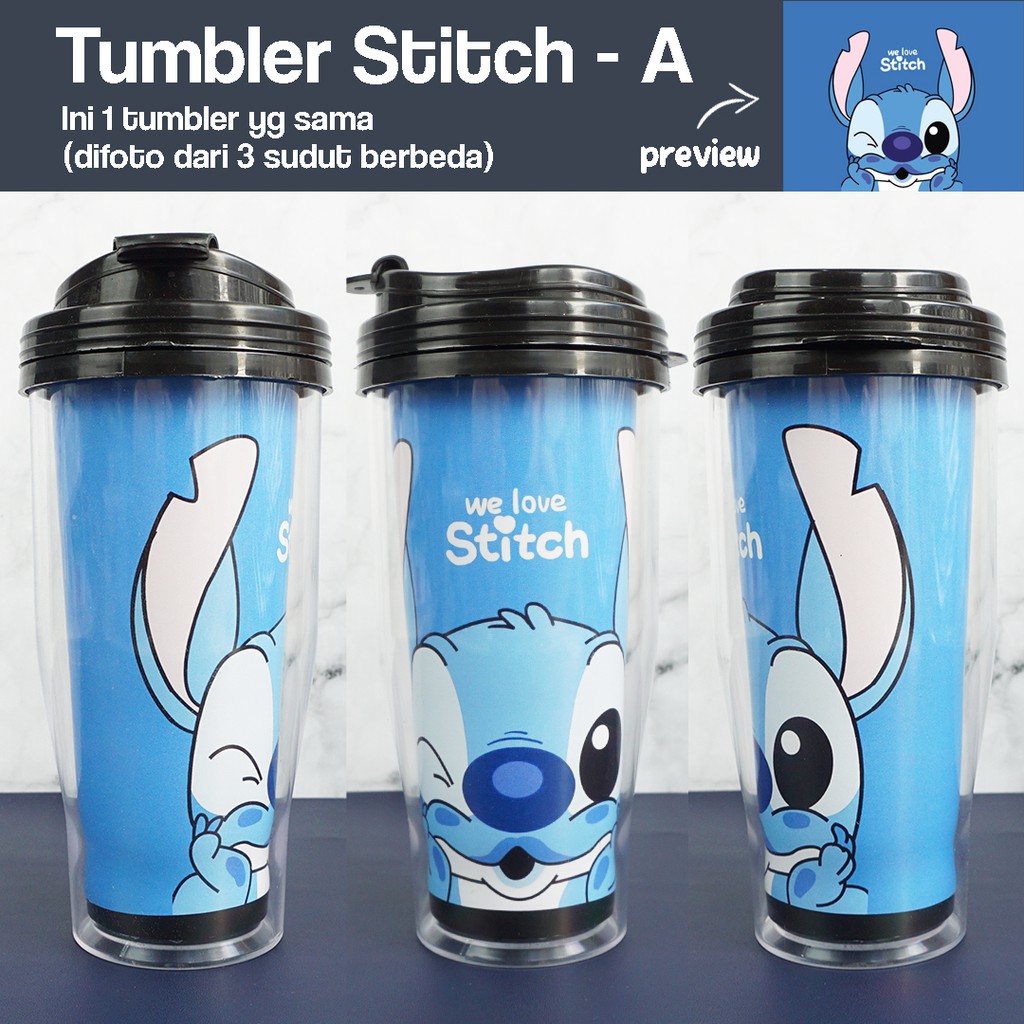 Tumbler STITCH - Botol Minum Kartun Anak Teman Lilo Souvenir Hadiah Unik Tumblr-Stitch-A