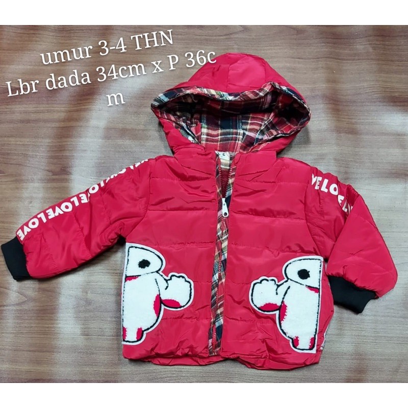 jaket anak laki 2-4th tebal tahan dingin angin kulit parasit keren / mantel cowok keren / outerwear