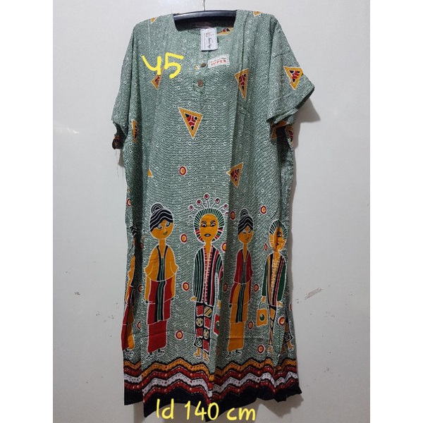 YULI - Daster kencana ungu  L5 JUMBO LD 135-150 CM PB 107 CM BATIK KU LEBEL PUTIH(KUP)-No 45