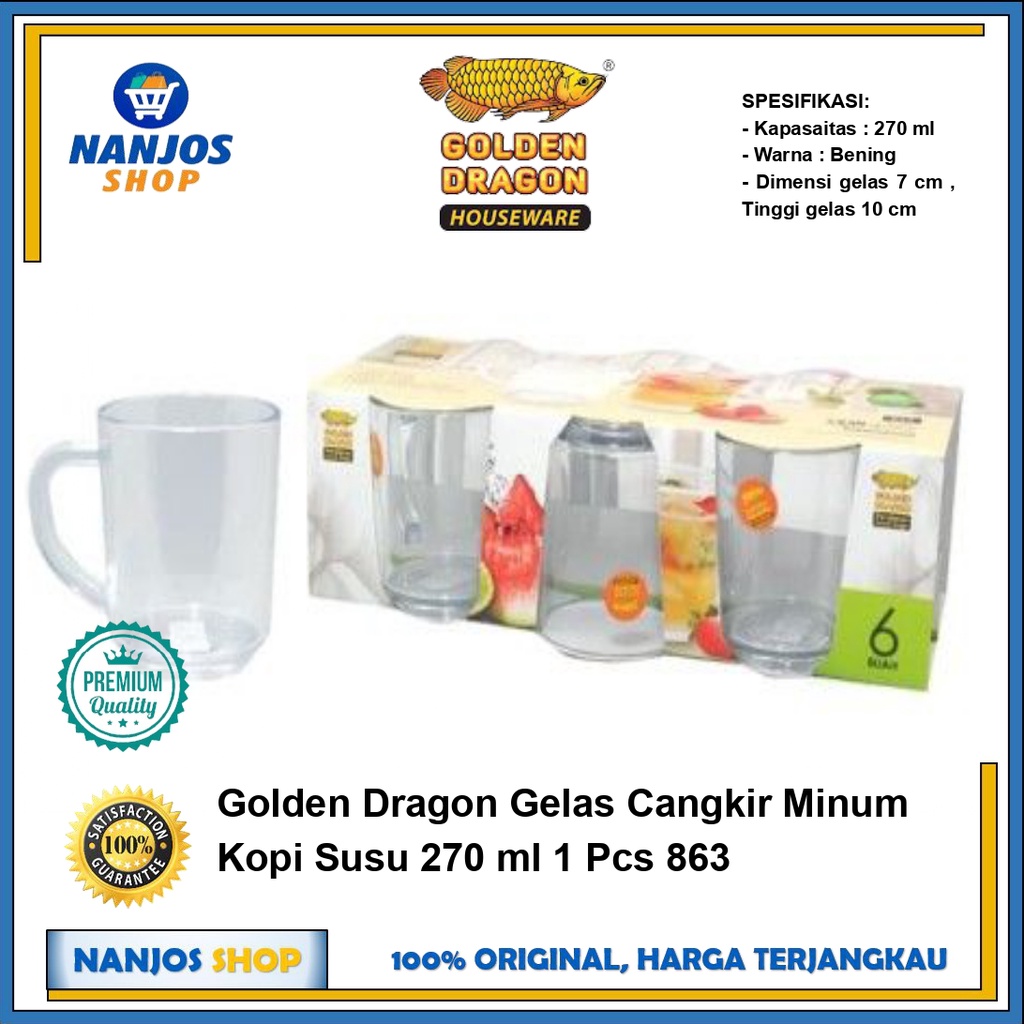 Golden Dragon Gelas Cangkir Minum Kopi Susu 270 ml Per Pcs 863