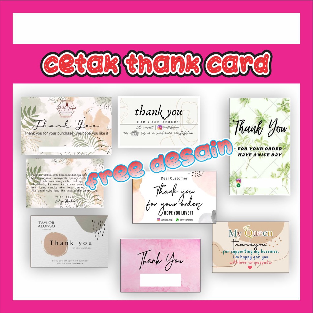 

Cetak Kartu Ucapan Terima Kasih Olshop Thank You Card Custom Thanks Card iskstore