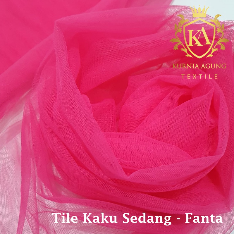 Kain Tile Tulle Kaku Sedang 100cm x 125cm meteran Per Meter Souvenir Dekorasi Wedding Veil Aksesoris-Fanta