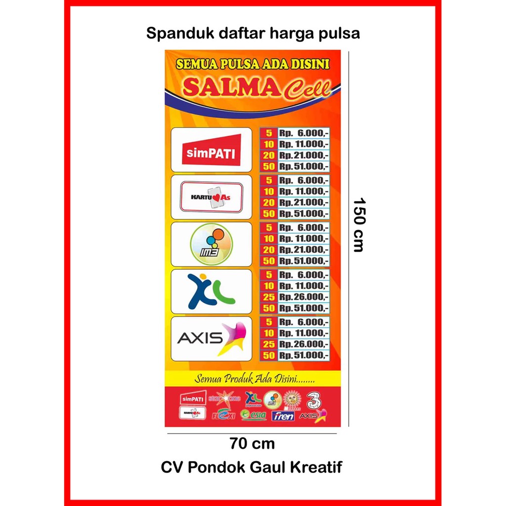 Contoh Spanduk Daftar Harga Pulsa My Ads