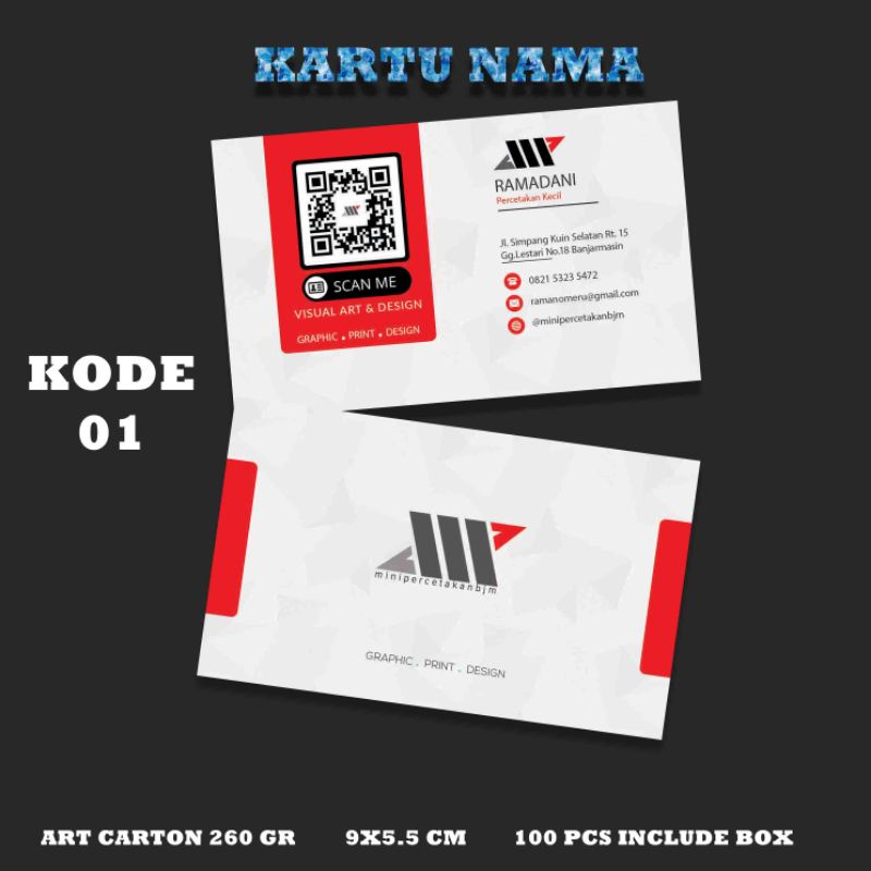 

Kartu Nama Free Desain & Laminasi Glossy