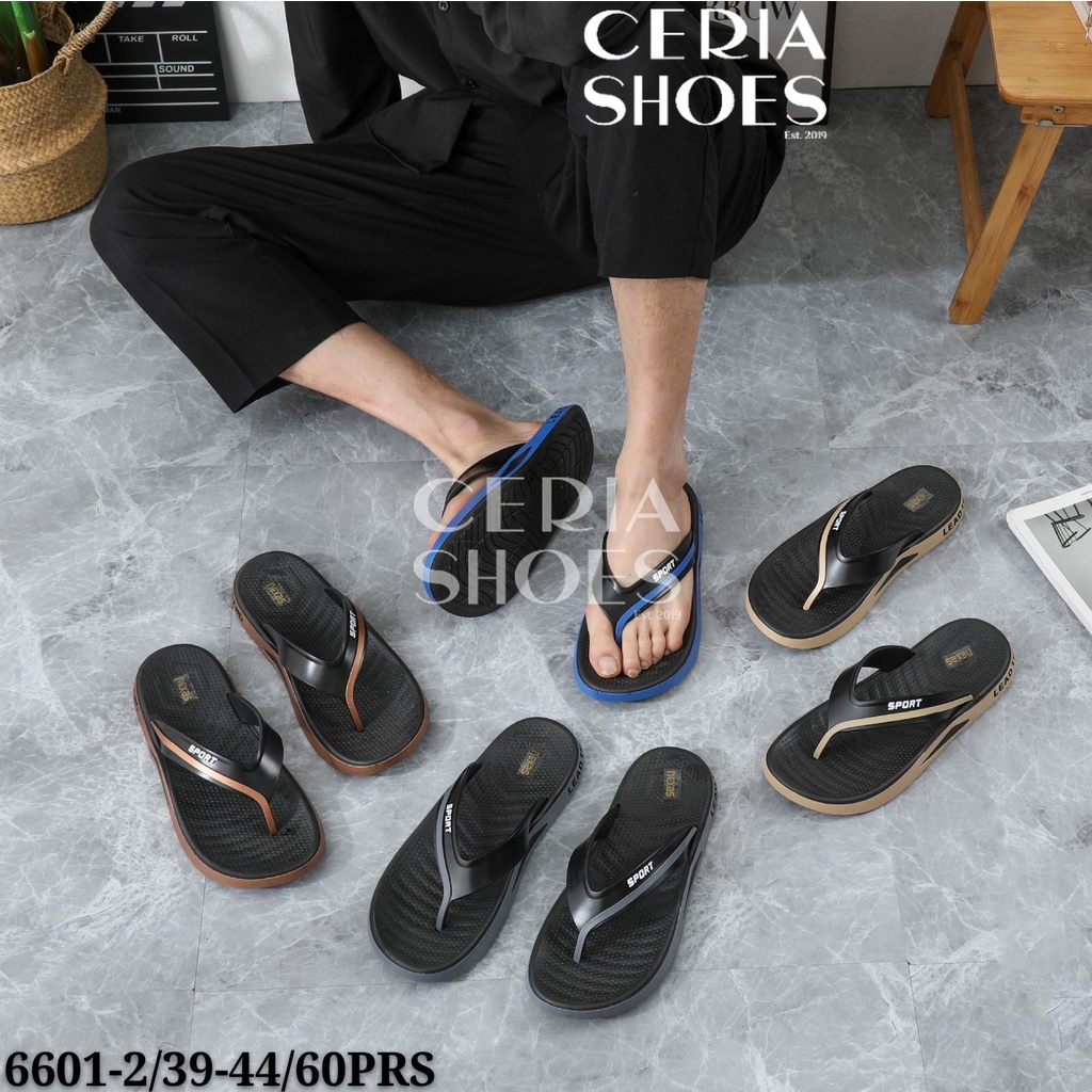 Sandal Jepit Pria Import Bahan Karet Empuk Elastis Sol Tebal Non-Slip Motif Sport