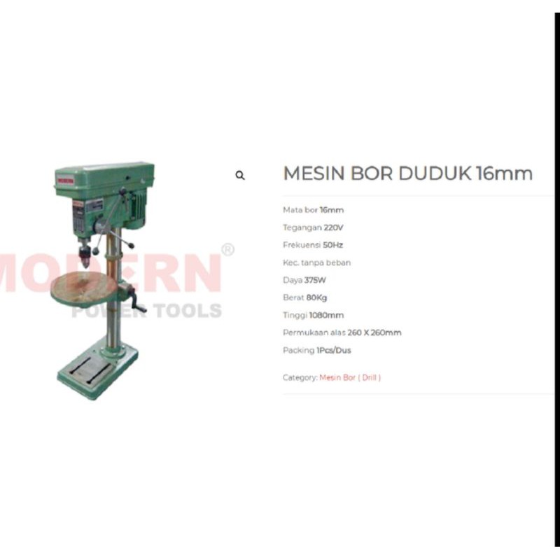 MESIN BOR DUDUK 16MM MODERN /BENCH DRILL