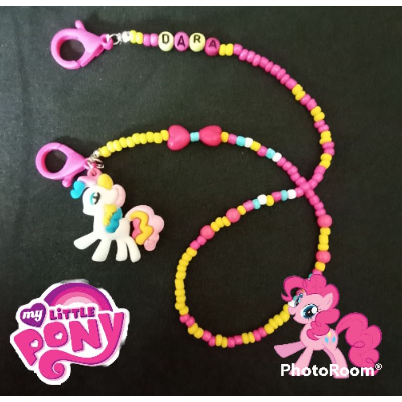 kalung masker anak tema my little pony (ADA bandul/boneka ) / strap masker anak bisa request nama/tema/warna