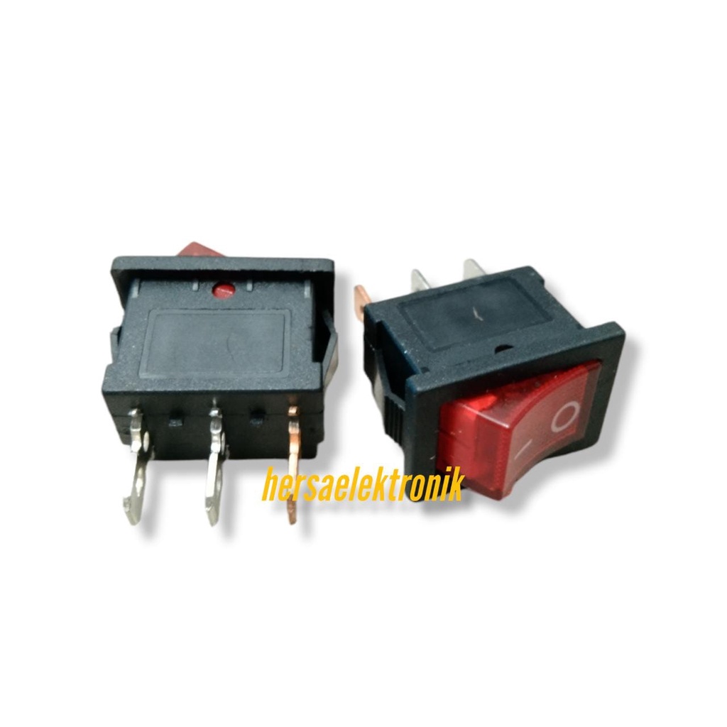 saklar kotak kecil  switch 3 pin plus lampu on off lampu 10a