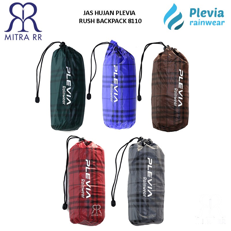 Jas Hujan Plevia Jaket Celana Backpack 8110 Pria Wanita / Jas Hujan Backpack Motif Kotak Dewasa