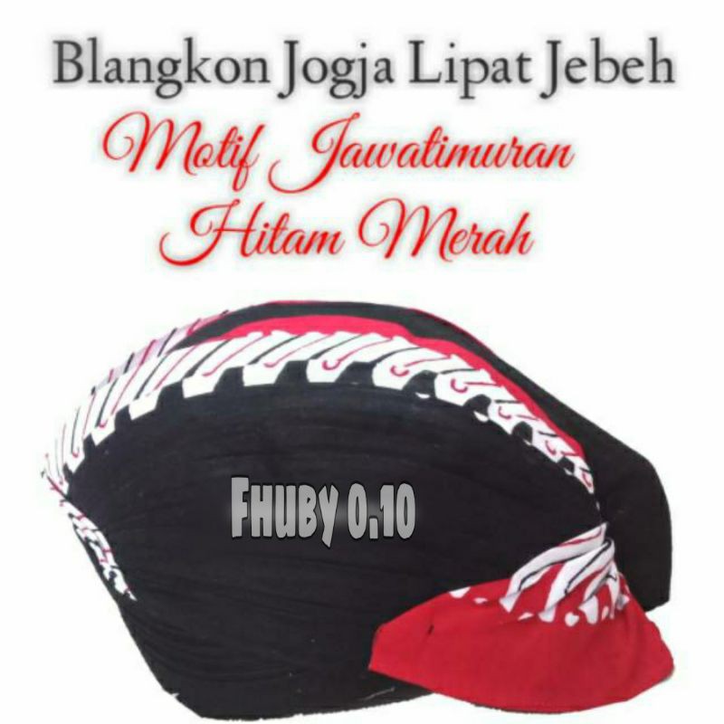 Blangkon Jogja Jebeh Lipat Motif Jawatimuran Hitam Merah - Blangkon Murah