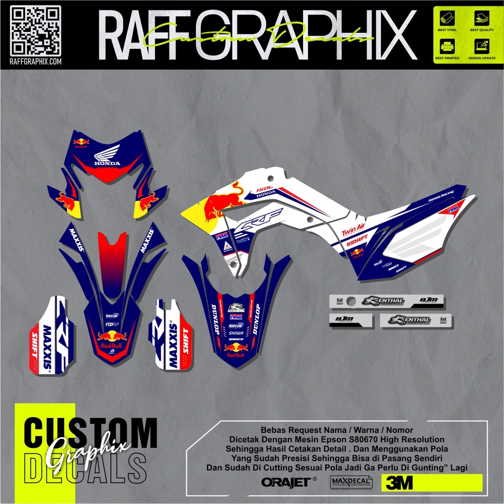 decal crf 150 redbull decal supermoto redbul decal honda crf 150 motif redbull