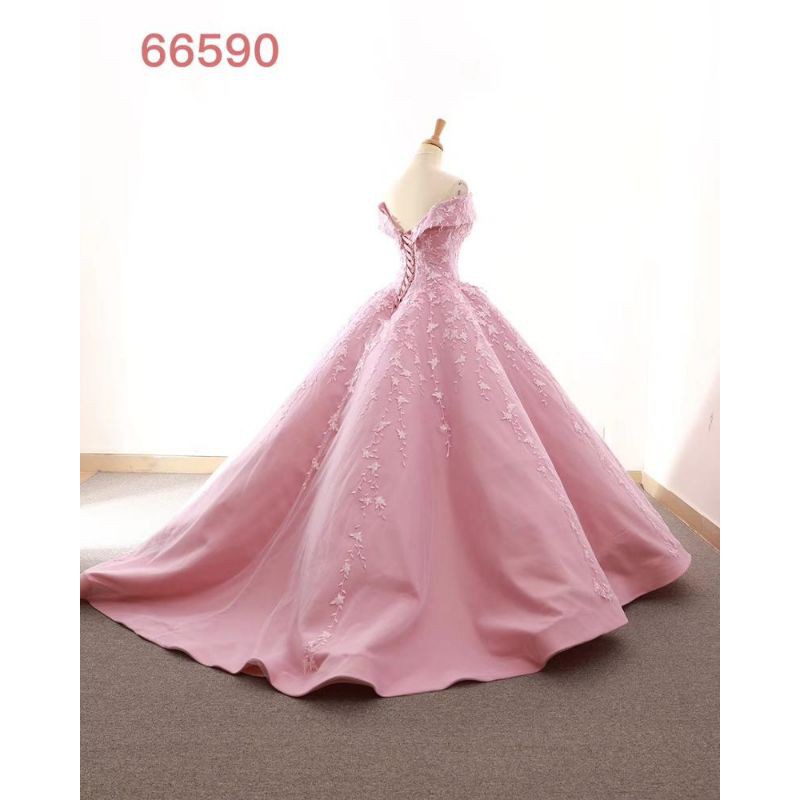 GAUN PENGANTIN BABY PINK./Ballgown wedding   sabrina pink  brukat wedding