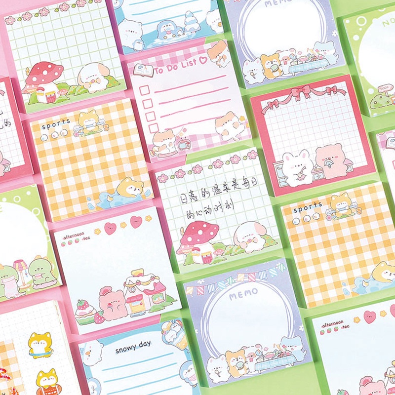 50 Lembar Sticky Notes Mini Portable Motif Kartun Hewan Untuk Pelajar