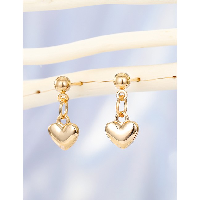 LRC Anting Tusuk Fashion Golden Love Alloy Round K45348