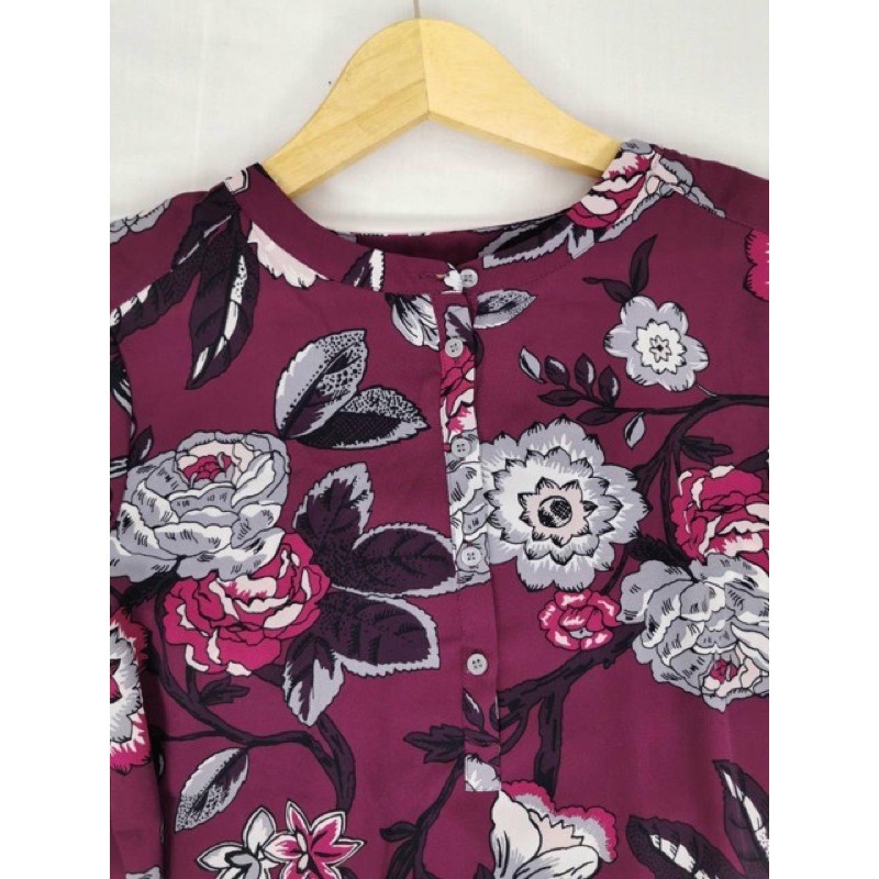 Loft burgundy floral blouse