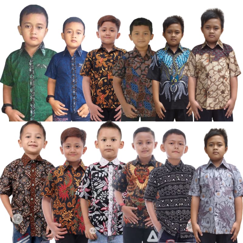 Kemeja Batik Anak / Hem Anak Pendek Laki Laki Motif Ulir 4-11 tahunnn