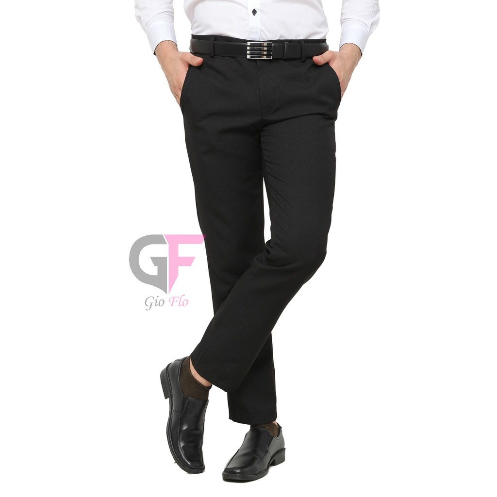 GIOFLO Celana Formal Pria Pakaian Slim Fit Terbaru Hitam / CLN 1174