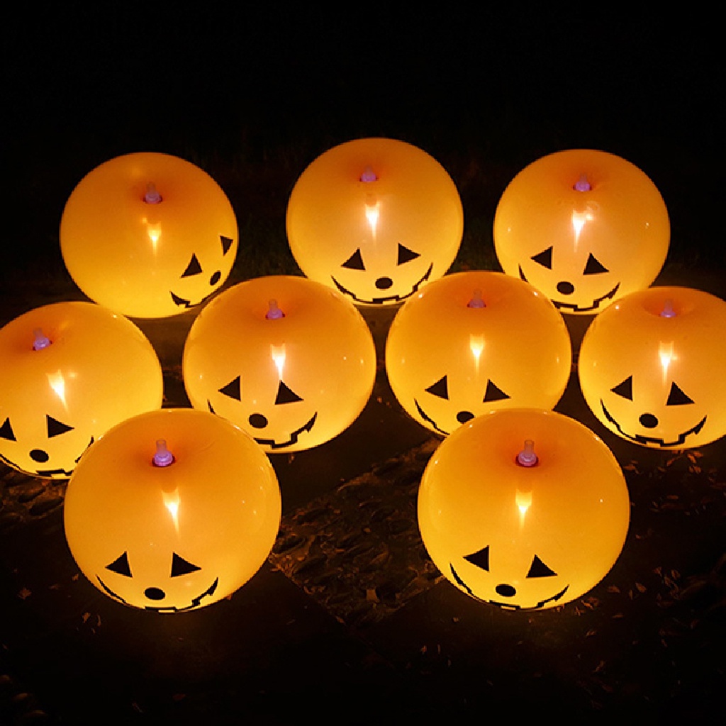 5 Pcs Balon Latex Bentuk Labu Halloween Dengan Lampu Led Untuk Dekorasi Pesta