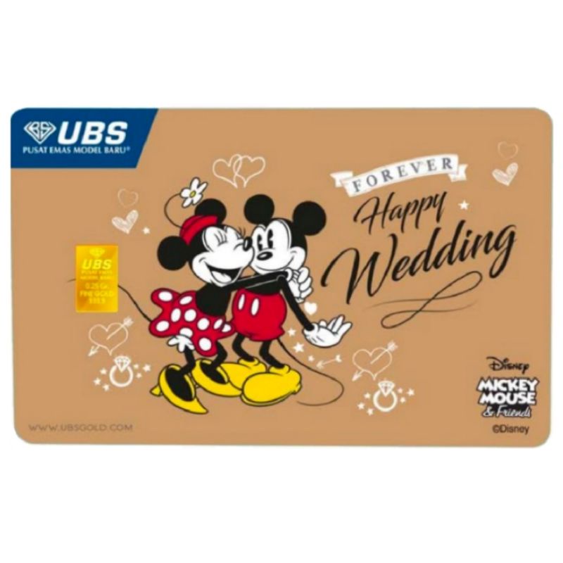 UBS Gift Series 0.25 gr Fine Gold 999.9 % Happy Wedding Disney MICKEY MOUSE & Friends
