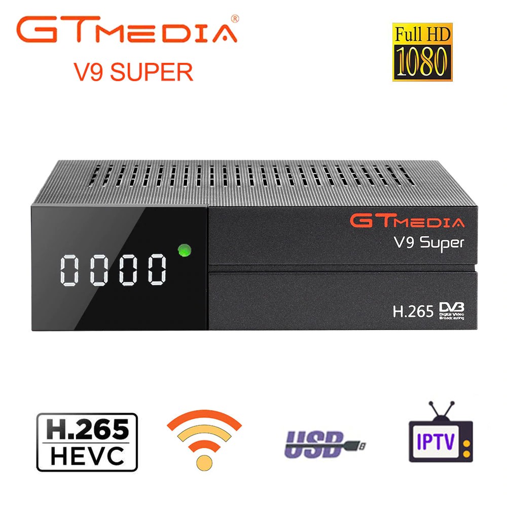 IMPORT GTMedia V9 Super Satellite Receiver Bult-in WiFi with 1 Year Spain Europe Cline DVB-S2 Full