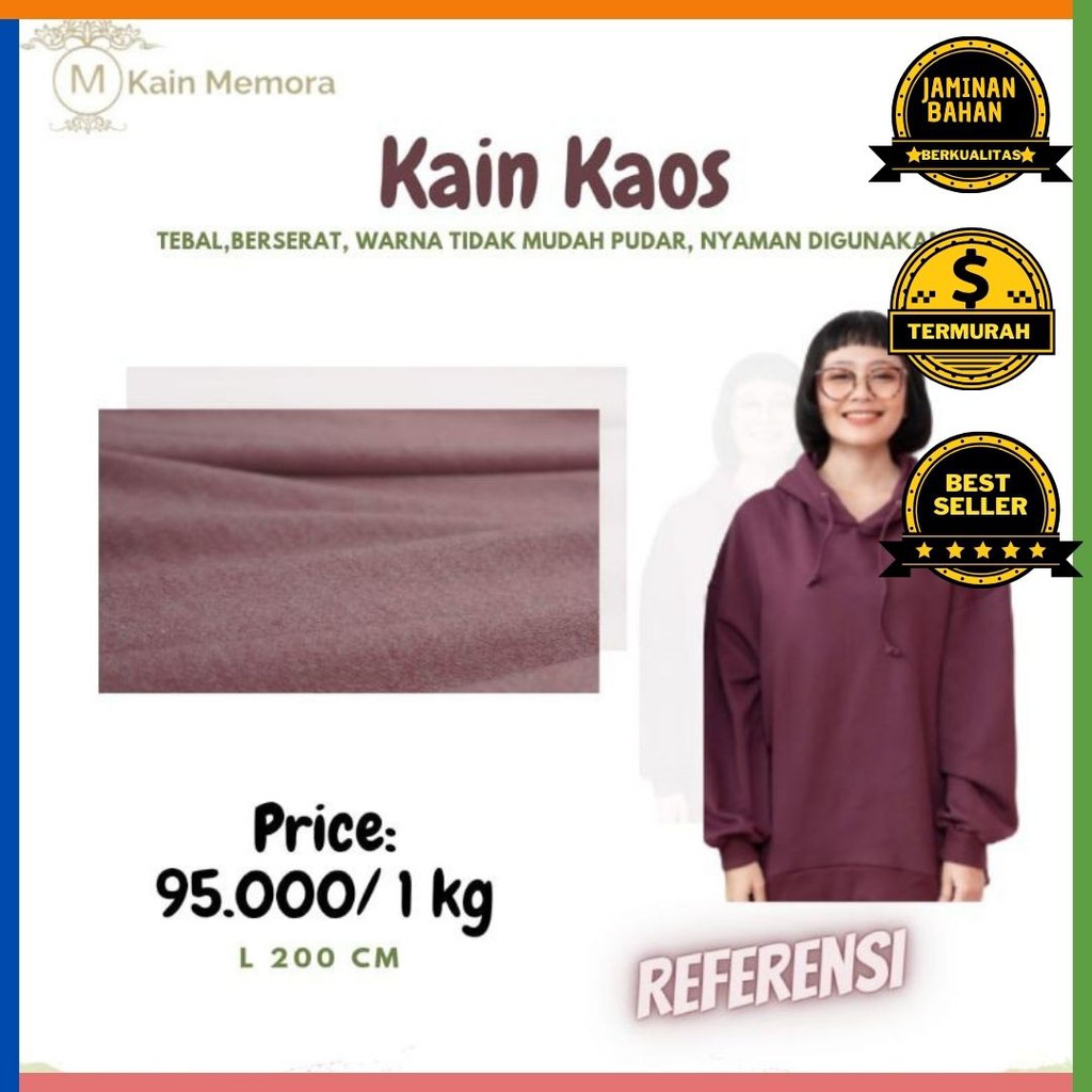 Kain Memora Kain Kaos Polos Warna Merah Jambu Lebar 150 cm Murah Banget