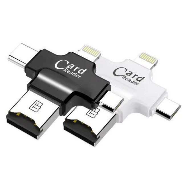 Grab medan OTG Card Reader 4 in 1 Lightning + Micro USB + USB Type C android ios Malloom CR125